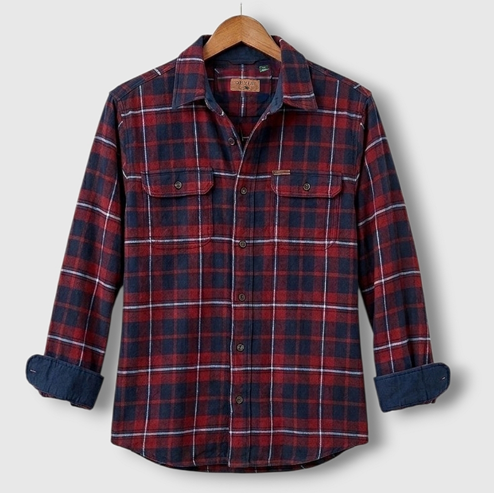 New ORVIS Thick Premium Plaid Flannel Over Shirt